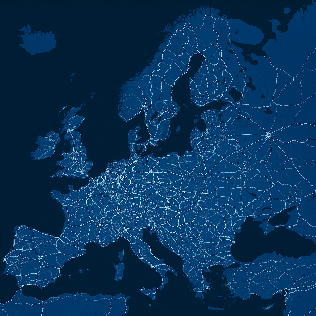 Harta rutelor europene MSD Courier